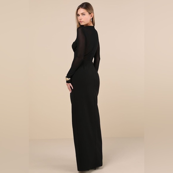 LULU’S Impeccable Mystique Black Long Sleeve Maxi Dress - Picture 2 of 5